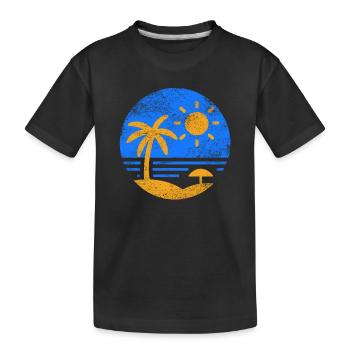 Vintage Beach Blue Orange - Kids' Premium Organic T-Shirt - black - Front