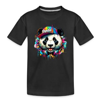 Panda DJ Deejay avec des écouteurs écoute de la musique - T-shirt bio Premium Enfant - noir - Devant