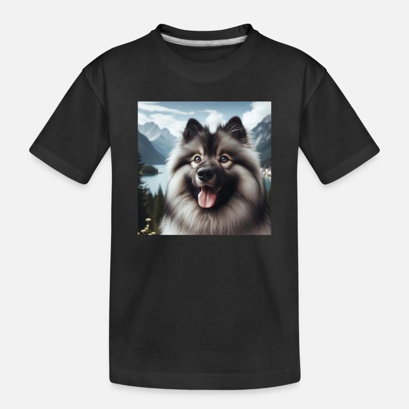 Fröhlicher Wolfspitz - Kinder Premium Bio T-Shirt - Schwarz
