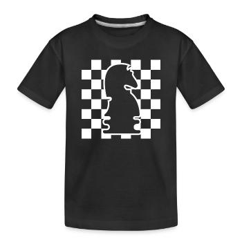 Chess Horse Checkerboard Pattern Symbol Graphic Logo - Kids' Premium Organic T-Shirt - black - Front