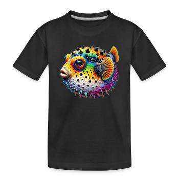 Kugelfisch - Kinder Premium Bio T-Shirt - Schwarz - Vorne