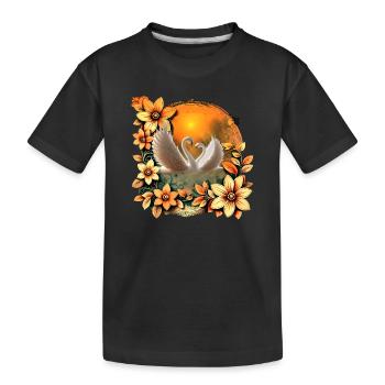 Schöne verliebte Schwäne. - Kinder Premium Bio T-Shirt - Schwarz - Vorne