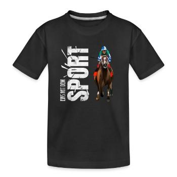 Eins mit dem Sport - Reiten - Kinder Premium Bio T-Shirt - Schwarz - Vorne