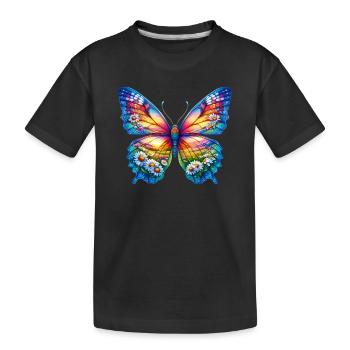 Fleurs papillon marguerites marguerites - T-shirt bio Premium Enfant - noir - Devant