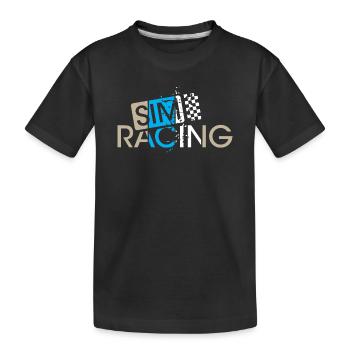 Sim Racing Gaming Drapeau à damier Pilote de voiture Gamer - T-shirt bio Premium Enfant - noir - Devant