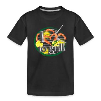 Un barbecue avec des citrons et des crevettes en forme de cœur - T-shirt bio Premium Enfant - noir - Devant