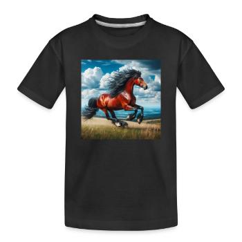 Galoppierendes Pferd - Kinder Premium Bio T-Shirt - Schwarz - Vorne