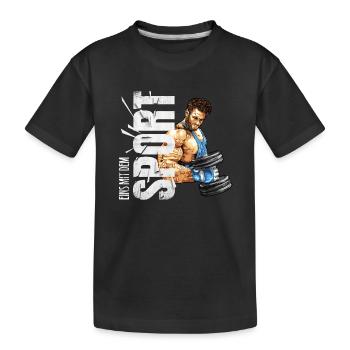 Eins mit dem Sport - Kraftsport - Kinder Premium Bio T-Shirt - Schwarz - Vorne