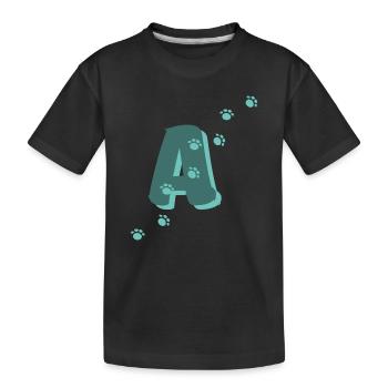 Paws Letter A - Kids' Premium Organic T-Shirt - black - Front