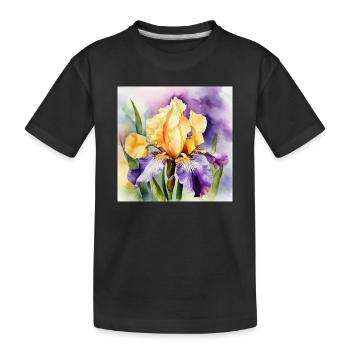 Iris iris violet orange | Conception à l’aquarelle - T-shirt bio Premium Enfant - noir - Devant