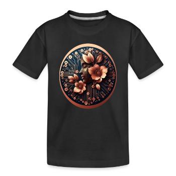 Bio Technologie KI Design Blumen - Kinder Premium Bio T-Shirt - Schwarz - Vorne