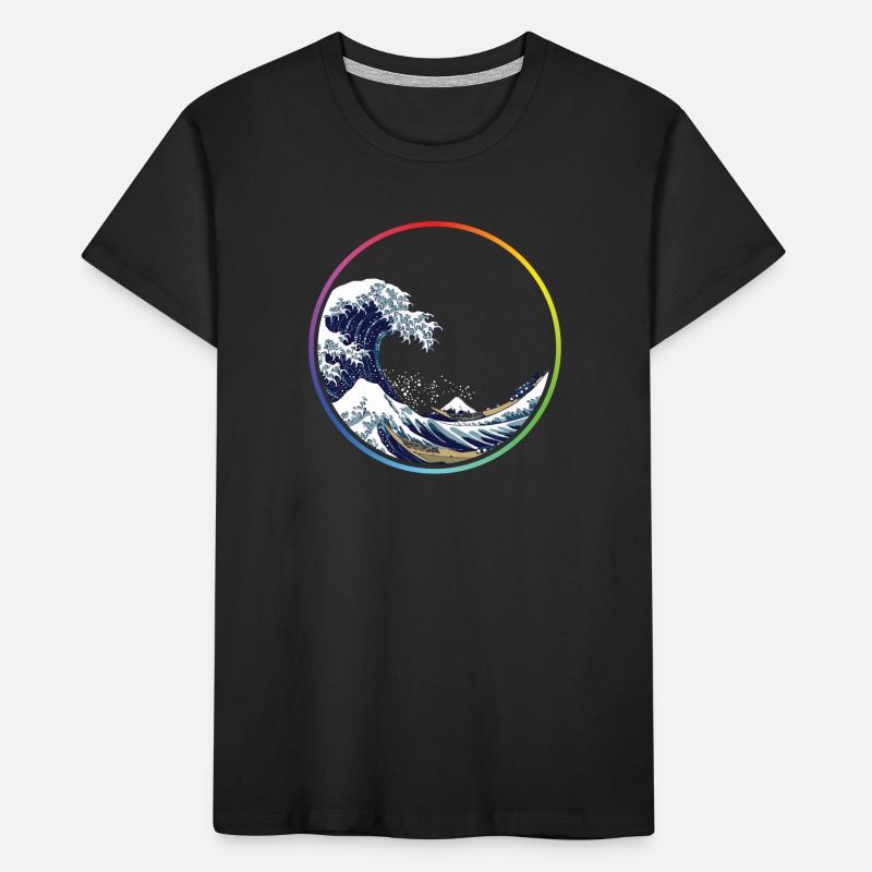 Rainbow Wave Circle Kids' Premium Organic T-Shirt