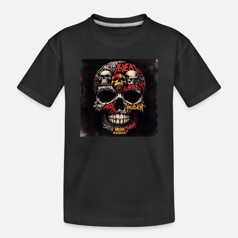 Schädel aus schwerem Metall - Kinder Premium Bio T-Shirt - Schwarz