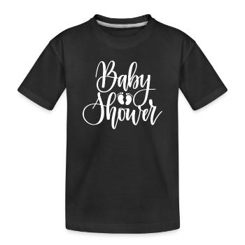 Geburtsmuster und Baby-Fußabdrücke - Kinder Premium Bio T-Shirt - Schwarz - Vorne