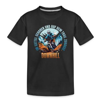 Im dem Sattel geboren und auf dem Trail Zuhause - Kinder Premium Bio T-Shirt - Schwarz - Vorne