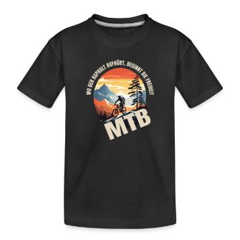 MTB: Wo der Asphalt aufhört, beginnt die Freiheit - Kinder Premium Bio T-Shirt - Schwarz - Vorne