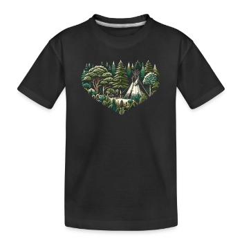Living close to nature with a teepee tent in the forest - Kids' Premium Organic T-Shirt - black - Front