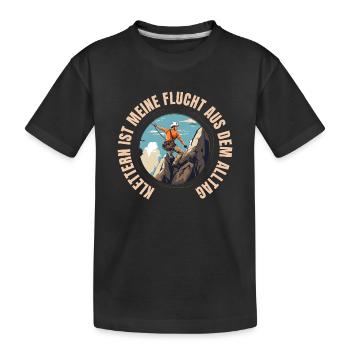 Klettern ist meine Flucht aus dem Alltag - Kinder Premium Bio T-Shirt - Schwarz - Vorne