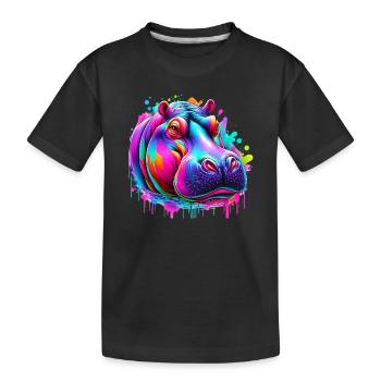 Nilpferd - Kinder Premium Bio T-Shirt - Schwarz - Vorne