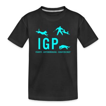 IGP Hundesport - Türkis - Kinder Premium Bio T-Shirt - Schwarz - Vorne