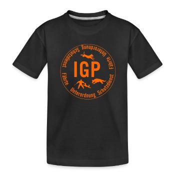 IGP Hundesport - rund, orange - Kinder Premium Bio T-Shirt - Schwarz - Vorne