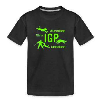 IGP Hundesport - grün - Kinder Premium Bio T-Shirt - Schwarz - Vorne