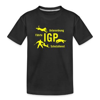 IGP Hundesport - gelb - Kinder Premium Bio T-Shirt - Schwarz - Vorne