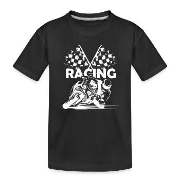 Motorrad Racing Symbol Zielflagge Rennstrecke Logo - Kinder Premium Bio T-Shirt - Schwarz - Vorne