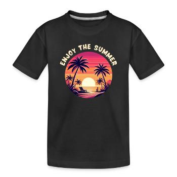 Enjoy the summer - Kids' Premium Organic T-Shirt - black - Front