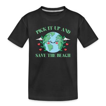Baignade sur la plage et la mer sans plastique contre la pollution - T-shirt bio Premium Enfant - noir - Devant