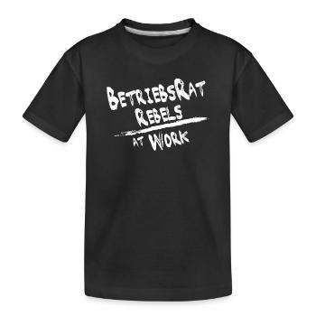 Betriebsrat rebels weiss für schwarzen Hintergrund - Kinder Premium Bio T-Shirt - Schwarz - Vorne