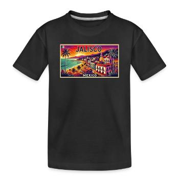 Jalisco Mexico beach palm design - Kids' Premium Organic T-Shirt - black - Front