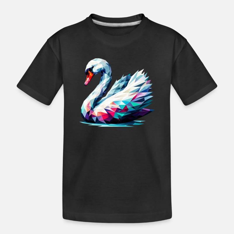 Polygonaler Schwan - Kinder Premium Bio T-Shirt - Schwarz