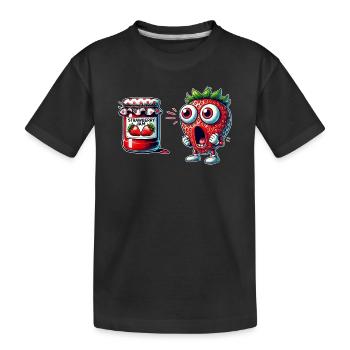Lustiges Erdbeere Marmeladen Design - Kinder Premium Bio T-Shirt - Schwarz - Vorne