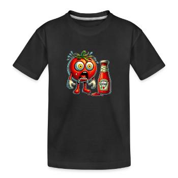 Motif amusant de tomates et de ketchup - T-shirt bio Premium Enfant - noir - Devant