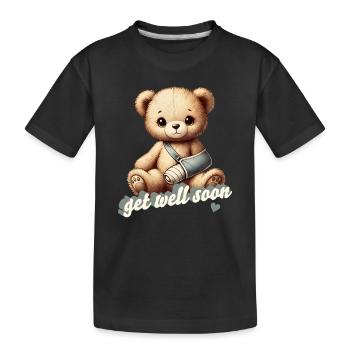 Teddy bringt Trost - Kuscheltier mit Gipsarm - Kinder Premium Bio T-Shirt - Schwarz - Vorne