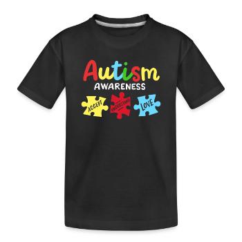 Autismus Bewusstsein - Kinder Premium Bio T-Shirt - Schwarz - Vorne
