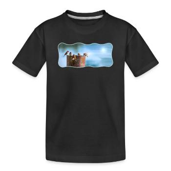 Fotodesign Spatzen-Meeting geschwungen umrandet - Kinder Premium Bio T-Shirt - Schwarz - Vorne