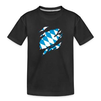 Drapeau et armoiries de la Bavière, effet de déchirure 3D. - T-shirt bio Premium Enfant - noir - Devant