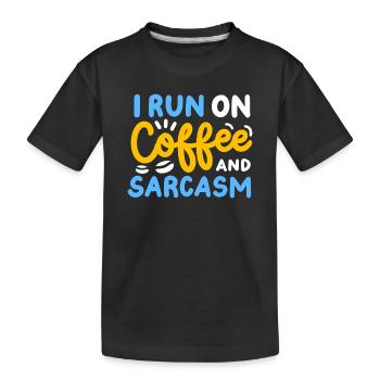Kaffee und Sarkasmus - Kinder Premium Bio T-Shirt - Schwarz - Vorne