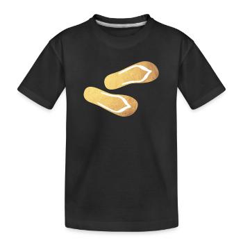 Latschen Flip Flops Gold Glamping Luxus Strand - Kinder Premium Bio T-Shirt - Schwarz - Vorne