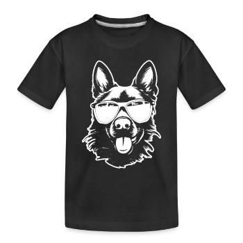 Deutscher Schäferhund Sonnenbrille - Kinder Premium Bio T-Shirt - Schwarz - Vorne