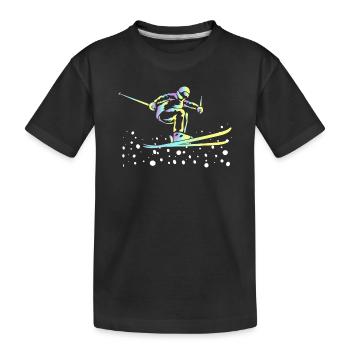 Neon Gradient Ski Jumping - Kids' Premium Organic T-Shirt - black - Front