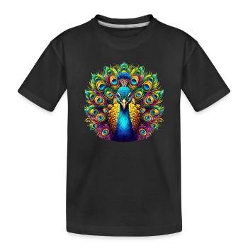 Pfau - Kinder Premium Bio T-Shirt - Schwarz - Vorne