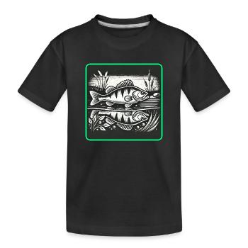 Barsch Raubfisch Design - Kinder Premium Bio T-Shirt - Schwarz - Vorne