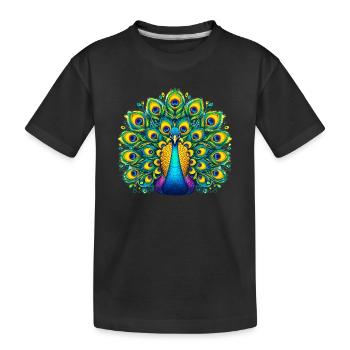 Peacock - Kids' Premium Organic T-Shirt - black - Front