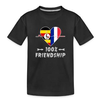 Uganda and France 100% friendship - Kids' Premium Organic T-Shirt - black - Front