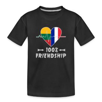 Lithuania and France 100% friendship - Kids' Premium Organic T-Shirt - black - Front
