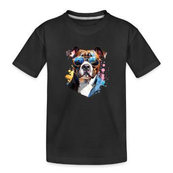 Staffordshire mit Sonnenbrille - Kinder Premium Bio T-Shirt - Schwarz - Vorne