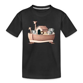Niedliche Tierillustration – Arche Noah mit Tieren - Kinder Premium Bio T-Shirt - Schwarz - Vorne
